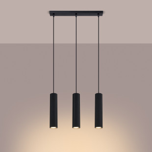 Lampa wisząca Karbon 3 tuby czarna Sollux | Sklep z lampami