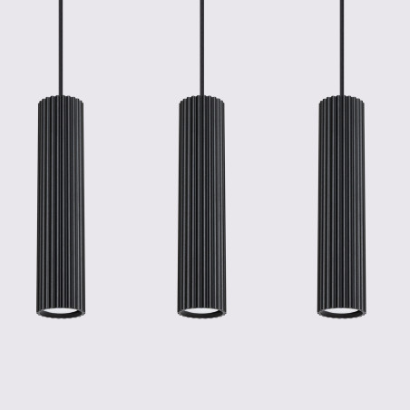 Lampa wisząca Karbon 3 tuby czarna Sollux | Sklep z lampami