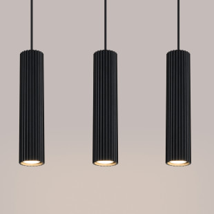 Lampa wisząca Karbon 3 tuby czarna Sollux | Sklep z lampami