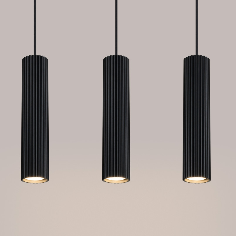 Lampa wisząca Karbon 3 tuby czarna Sollux | Sklep z lampami