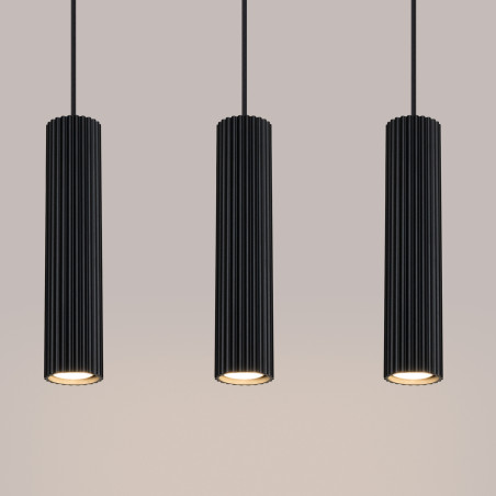 Lampa wisząca Karbon 3 tuby czarna Sollux | Sklep z lampami