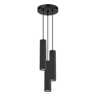 Lampa wisząca Karbon 3 tuby czarna Sollux | Sklep Lamp