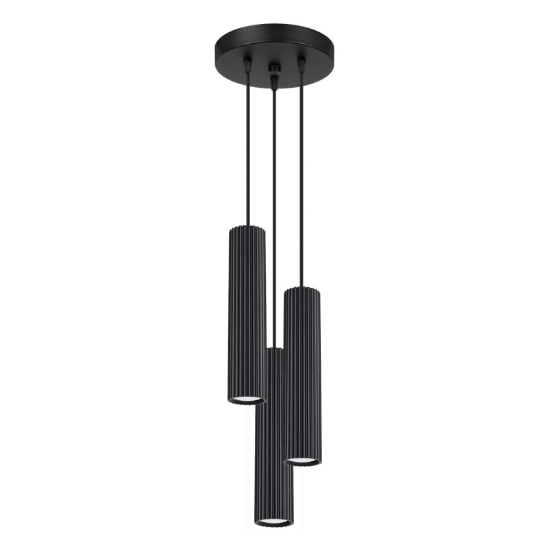 Lampa wisząca Karbon 3 tuby czarna Sollux | Sklep Lamp
