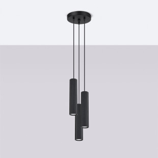 Lampa wisząca Karbon 3 tuby czarna Sollux | Sklep Lamp