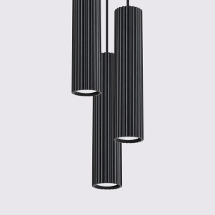 Lampa wisząca Karbon 3 tuby czarna Sollux | Sklep Lamp