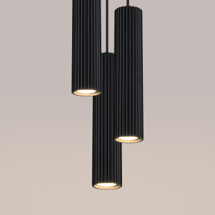Lampa wisząca Karbon 3 tuby czarna Sollux | Sklep Lamp