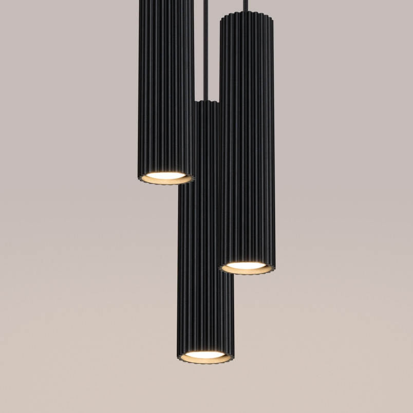 Lampa wisząca Karbon 3 tuby czarna Sollux | Sklep Lamp