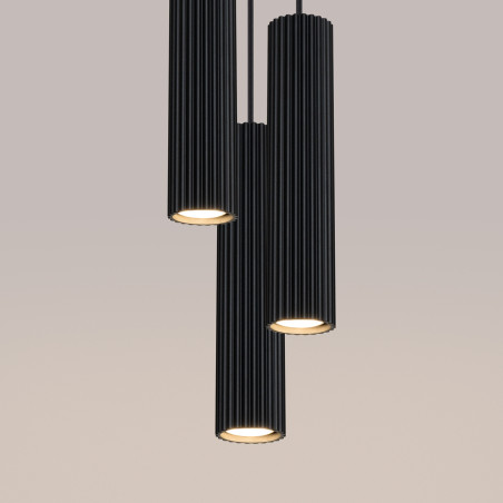 Lampa wisząca Karbon 3 tuby czarna Sollux | Sklep Lamp