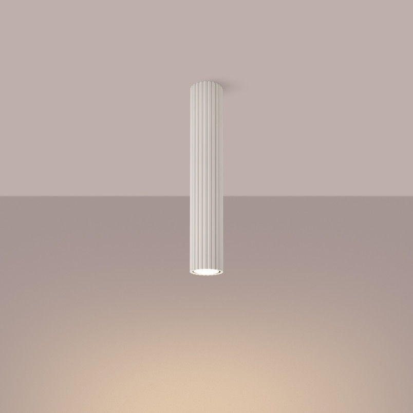 Lampa Sollux Karbon: Ryflowana tuba, beżowa - Kup online!