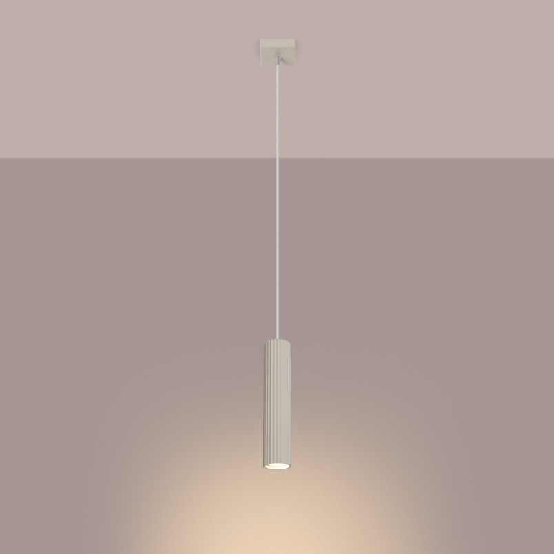 Lampa wisząca tuba Sollux Karbon beżowa | Nowoczesne oświetlenie