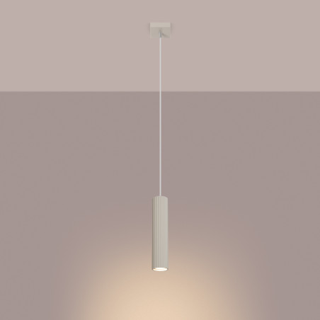 Lampa wisząca tuba Sollux Karbon beżowa | Nowoczesne oświetlenie