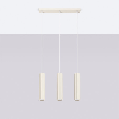 Lampa wisząca Karbon - 3 tuby, beżowa | Sollux