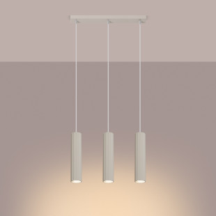 Lampa wisząca Karbon - 3 tuby, beżowa | Sollux