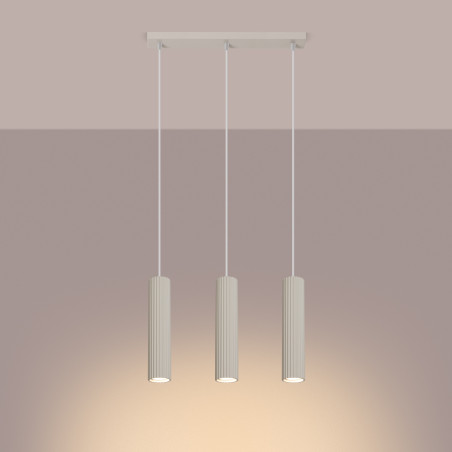 Lampa wisząca Karbon - 3 tuby, beżowa | Sollux