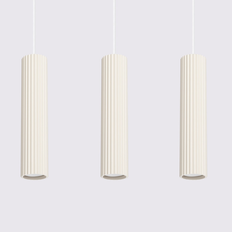 Lampa wisząca Karbon - 3 tuby, beżowa | Sollux