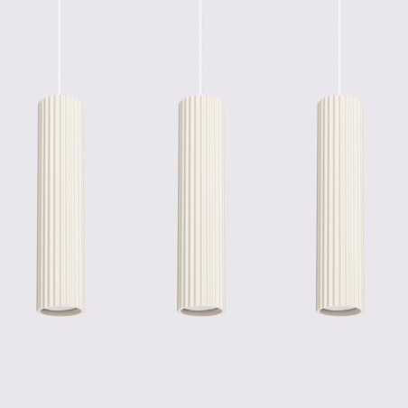 Lampa wisząca Karbon - 3 tuby, beżowa | Sollux