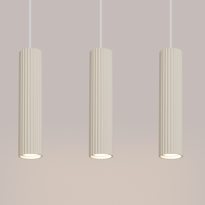 Lampa wisząca Karbon - 3 tuby, beżowa | Sollux