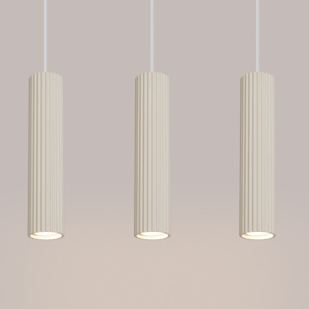 Lampa wisząca Karbon - 3 tuby, beżowa | Sollux