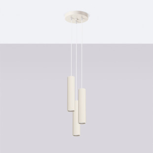 Lampa wisząca Karbon Round Sollux - 3 tuby, beżowa | Sklep z lampami