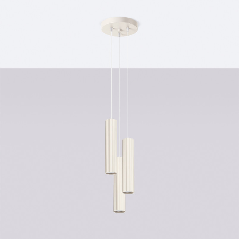 Lampa wisząca Karbon Round Sollux - 3 tuby, beżowa | Sklep z lampami