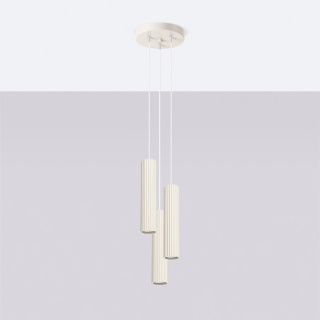 Lampa wisząca Karbon Round Sollux - 3 tuby, beżowa | Sklep z lampami