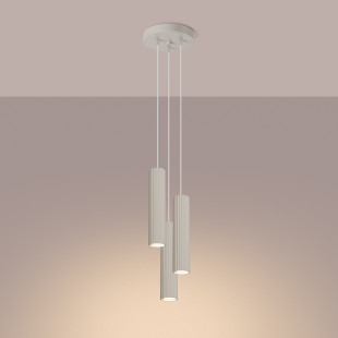 Lampa wisząca Karbon Round Sollux - 3 tuby, beżowa | Sklep z lampami