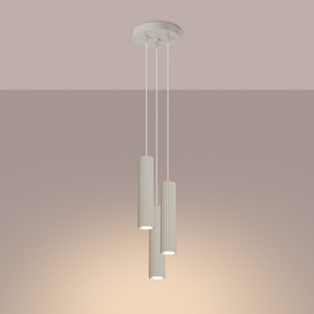 Lampa wisząca Karbon Round Sollux - 3 tuby, beżowa | Sklep z lampami