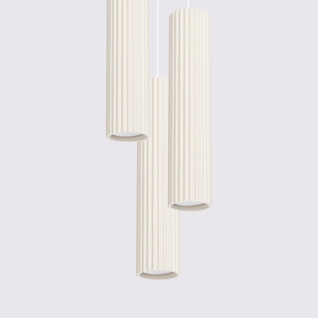Lampa wisząca Karbon Round Sollux - 3 tuby, beżowa | Sklep z lampami