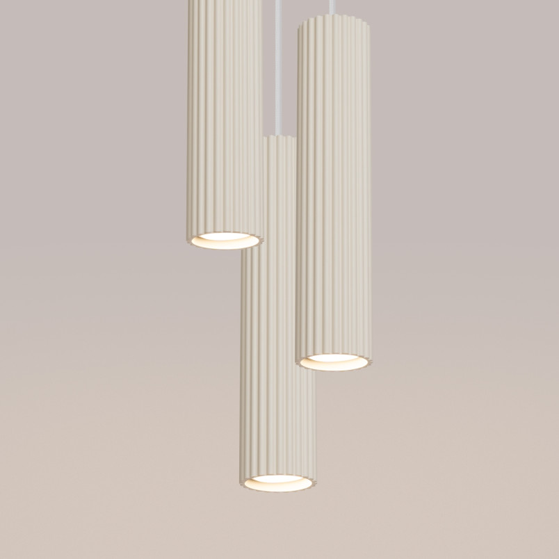 Lampa wisząca Karbon Round Sollux - 3 tuby, beżowa | Sklep z lampami