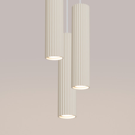 Lampa wisząca Karbon Round Sollux - 3 tuby, beżowa | Sklep z lampami