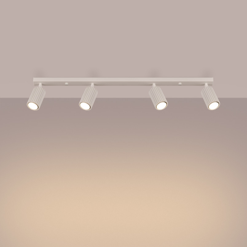 Reflektor Karbon Long Beżowy Sollux | Lampa Sufitowa 4 Punktowa