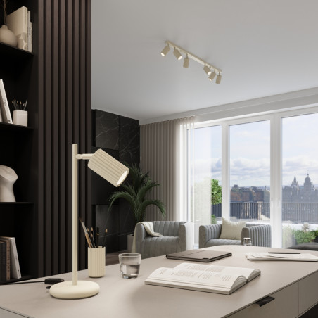 Lampa biurkowa Karbon beżowa Sollux | Minimalizm i styl