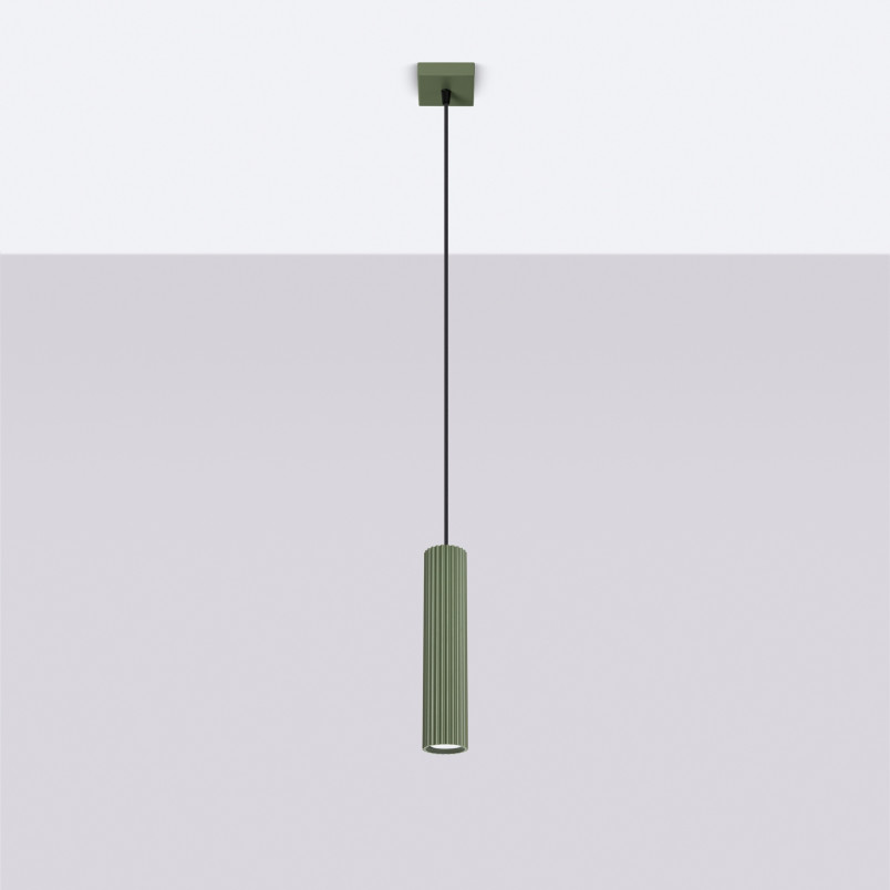 Lampa wisząca Karbon zielona Sollux | Nowoczesny design