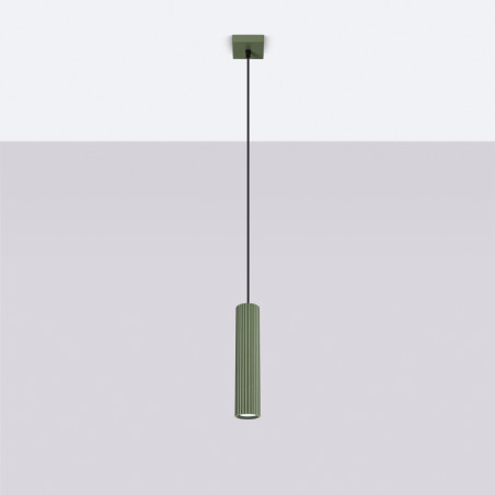 Lampa wisząca Karbon zielona Sollux | Nowoczesny design