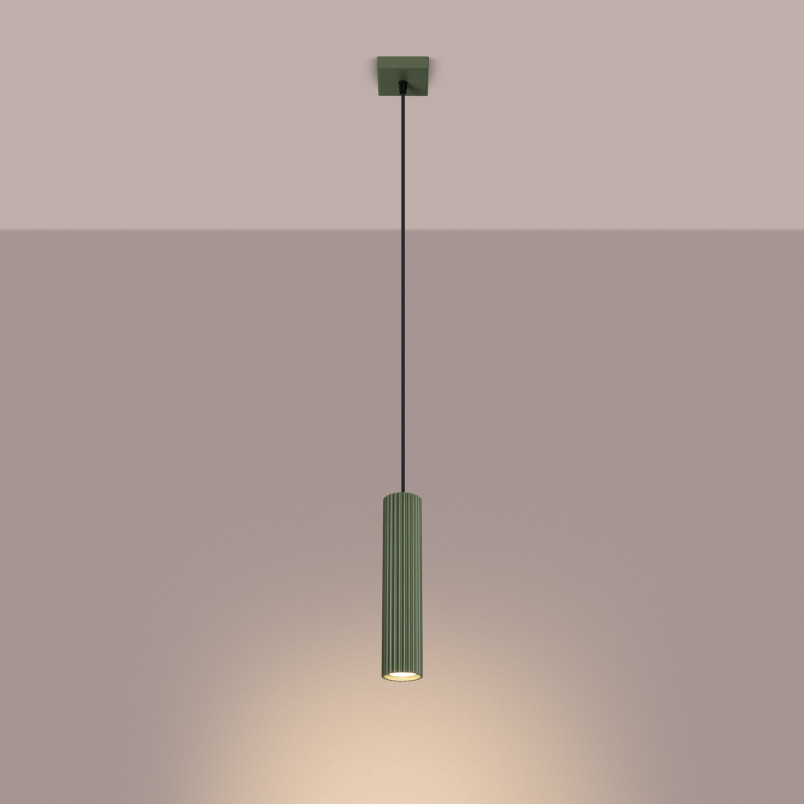Lampa wisząca Karbon zielona Sollux | Nowoczesny design