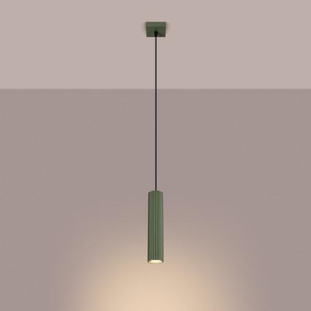Lampa wisząca Karbon zielona Sollux | Nowoczesny design