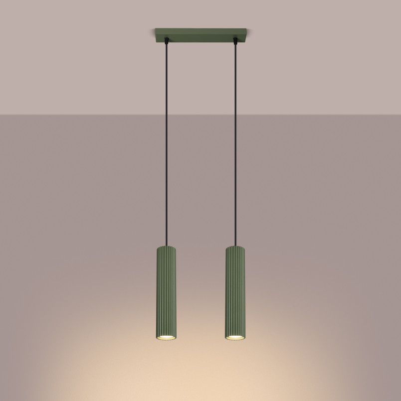 Lampa wisząca Karbon zielona - Sollux | Nowoczesny design