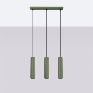 Lampa wisząca Karbon Long zielona Sollux | Nowoczesny design