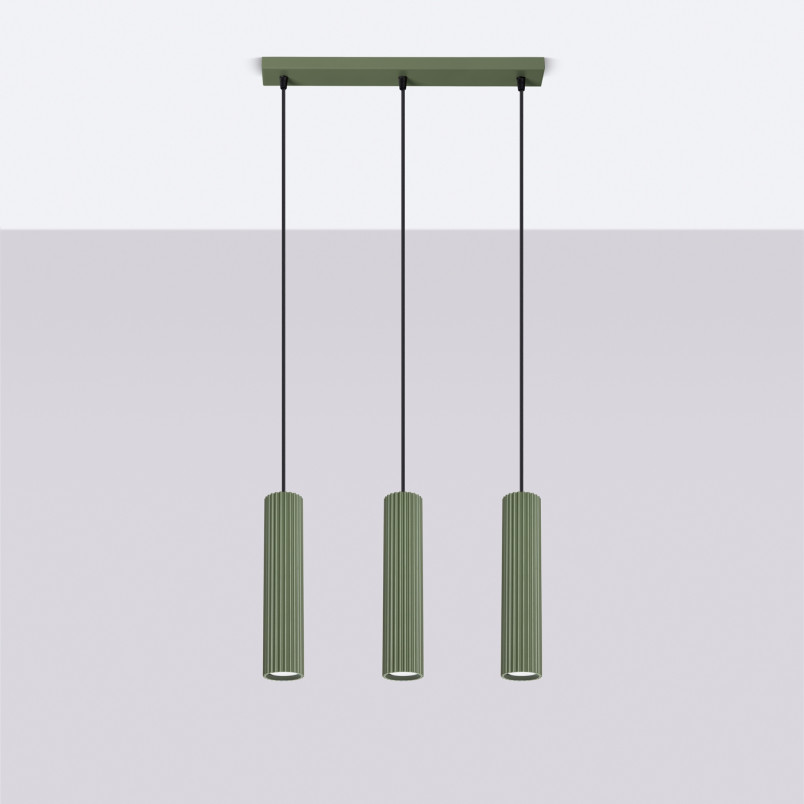 Lampa wisząca Karbon Long zielona Sollux | Nowoczesny design