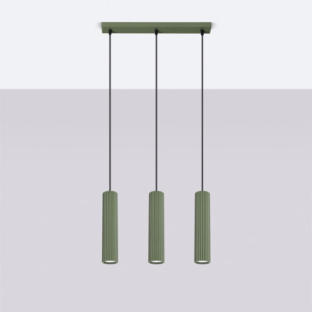 Lampa wisząca Karbon Long zielona Sollux | Nowoczesny design