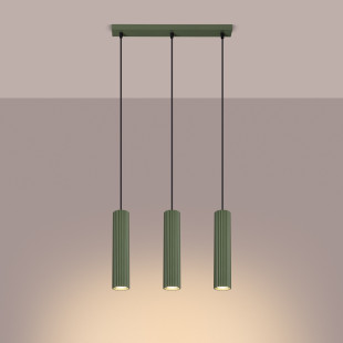 Lampa wisząca Karbon Long zielona Sollux | Nowoczesny design