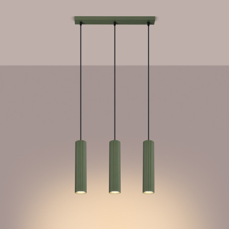Lampa wisząca Karbon Long zielona Sollux | Nowoczesny design
