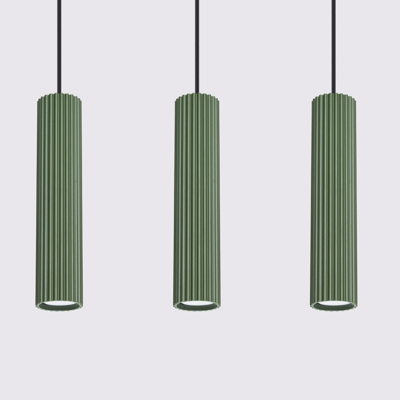 Lampa wisząca Karbon Long zielona Sollux | Nowoczesny design