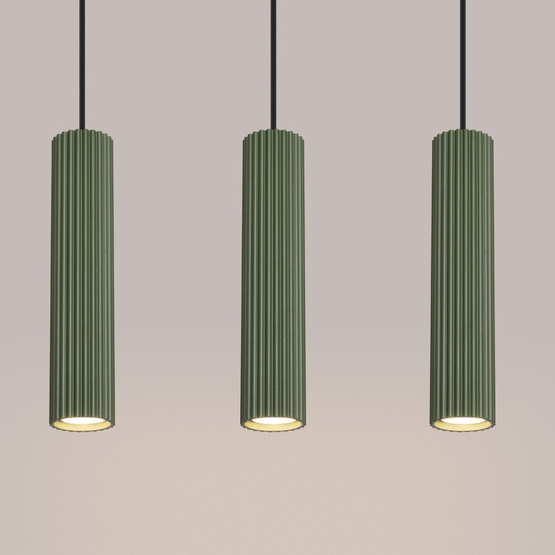Lampa wisząca Karbon Long zielona Sollux | Nowoczesny design