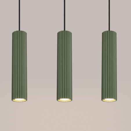 Lampa wisząca Karbon Long zielona Sollux | Nowoczesny design