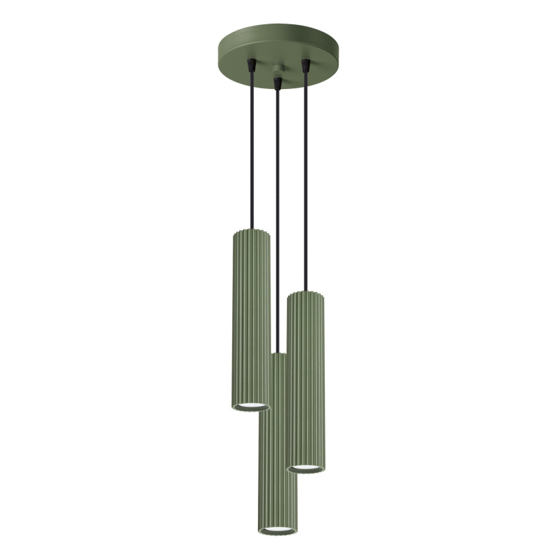 Lampa wisząca Karbon: Zielona, 3 tuby, Sollux - Sklep z lampami