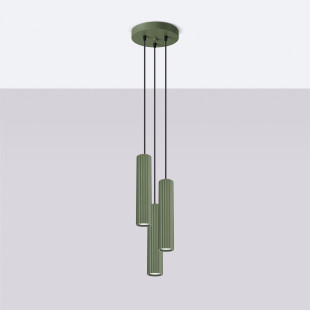 Lampa wisząca Karbon: Zielona, 3 tuby, Sollux - Sklep z lampami