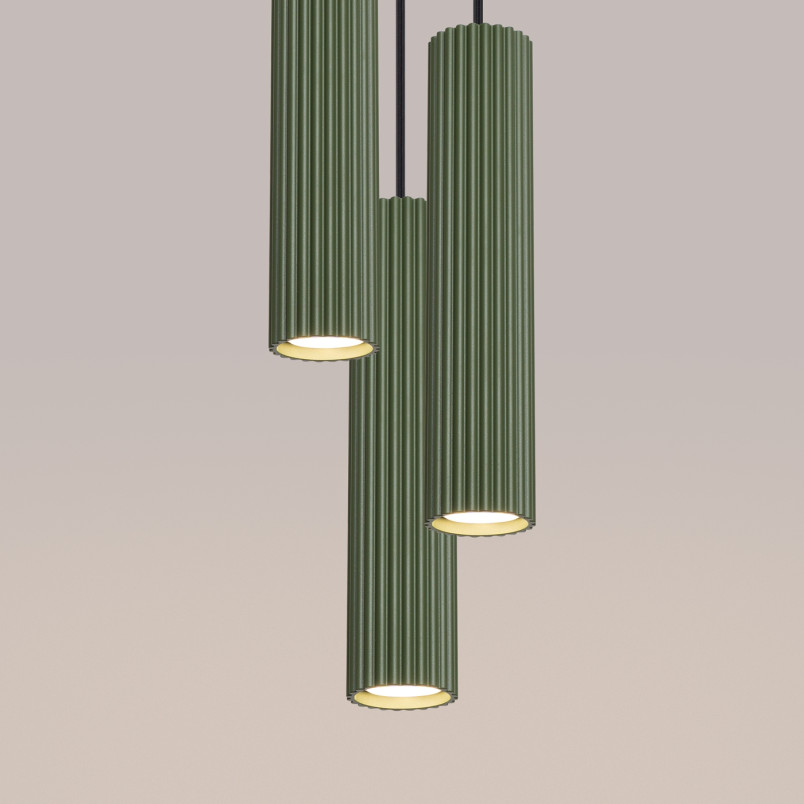 Lampa wisząca Karbon: Zielona, 3 tuby, Sollux - Sklep z lampami