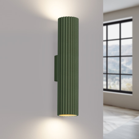Kinkiet ryflowany Karbon Sollux | Zielony, Modern, 30cm
