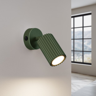Kinkiet Sollux Karbon: Zielony z włącznikiem | Elegancki design